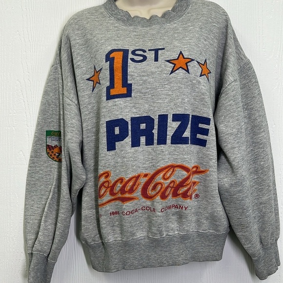 Coke Cola - 1986 Vintage Thoroughbreds Lucky Boy 1St Prize Graphic Sweatshirt M - Picture 5 of 10